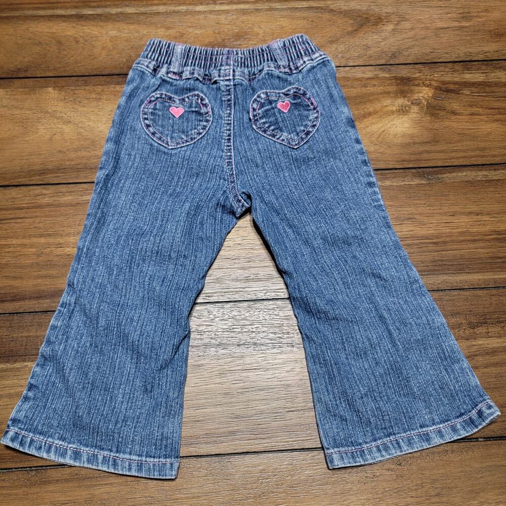 Xhilaration Infant Denim Jeans w/ Embroidered Hearts and Flair Cuffs - Size 24M